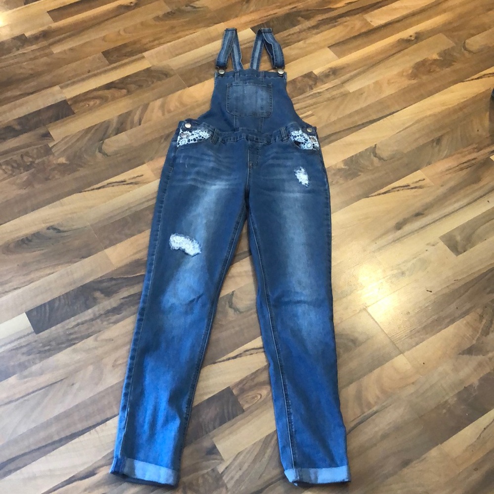 Justice Girls Size 16 Blue Jean Overalls